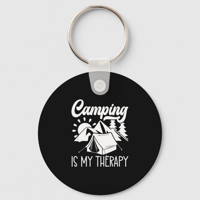 Porte-clés Le camping est ma thérapie  (Recto)