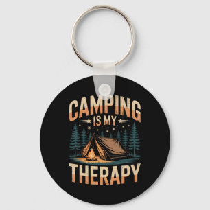 Porte-clés Le camping est ma thérapie amusante feu de camp ex