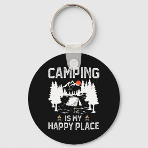 Porte-clés Le camping est mon endroit heureux drôle de campeu