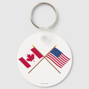 Porte-clés Le Canada et les drapeaux croisés par Etats-Unis