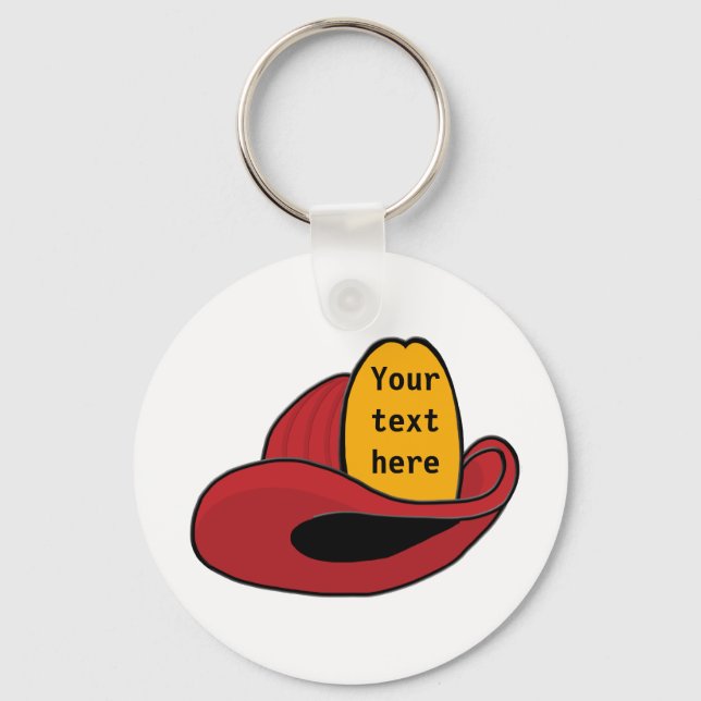 Porte-clés Le casque de pompier Whimsical Cartoon Art (Recto)