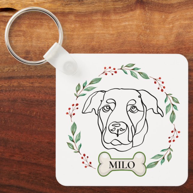 Porte-clés Le chien du Labrador Cadeau de Noël personnalisé (Recto)