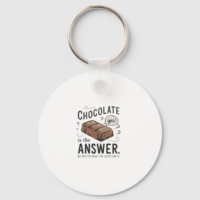 Porte-clés Le Chocolat Est La Réponse. Non La Question Est St (Recto)