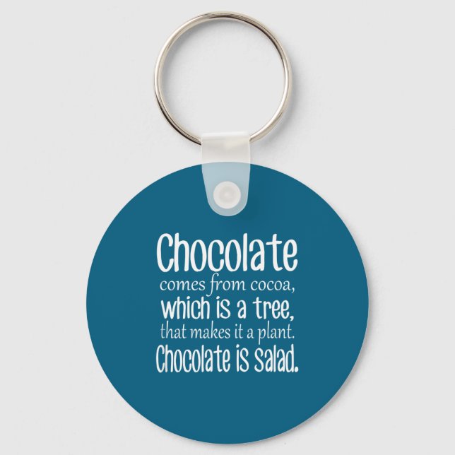 Porte-clés Le chocolat est une salade Citation drôle de régim (Recto)