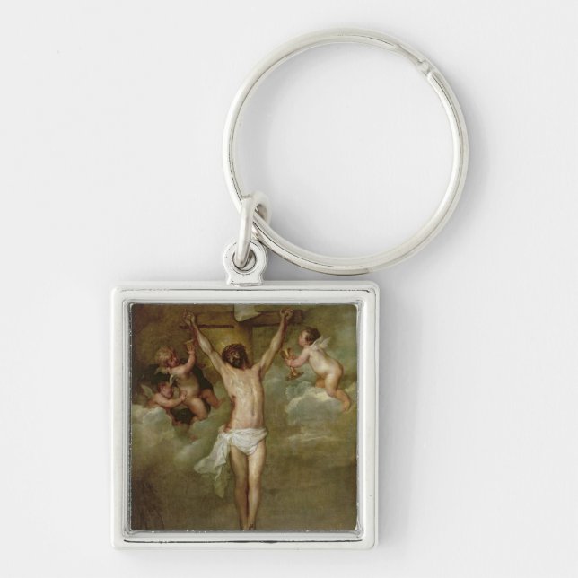 Porte-clés Le Christ s'est occupé par des anges tenant des (Devant)