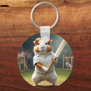 Porte-clés Le Cochon de Guinée : habillé en blanc,