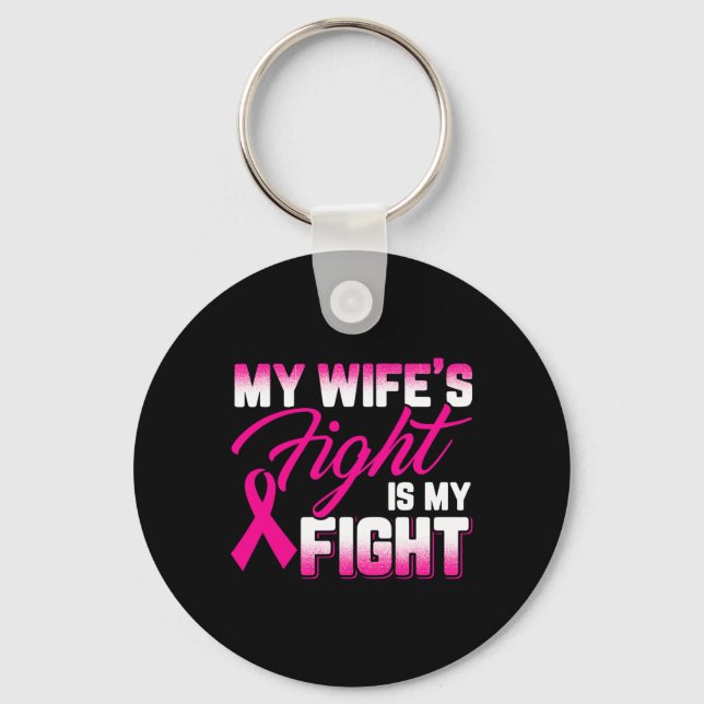 Porte-clés Le combat de la femme est mon combat cancer du sei (Recto)