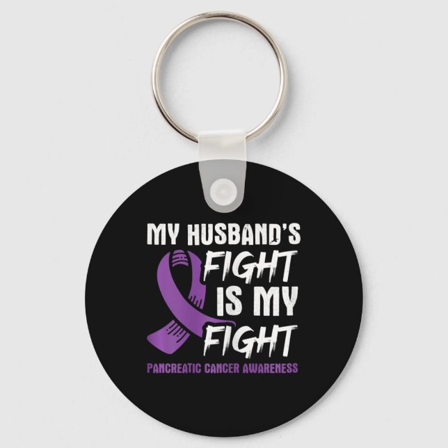 Porte-clés Le combat de mon mari est mon combat cancer du pan (Recto)