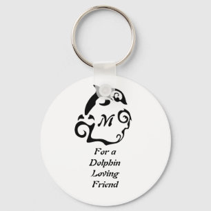 Porte-clés Le dauphin silhouette dans un monogramme de la vag