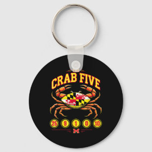 Porte-clés Le drapeau de crabe Cinq crabes Maryland
