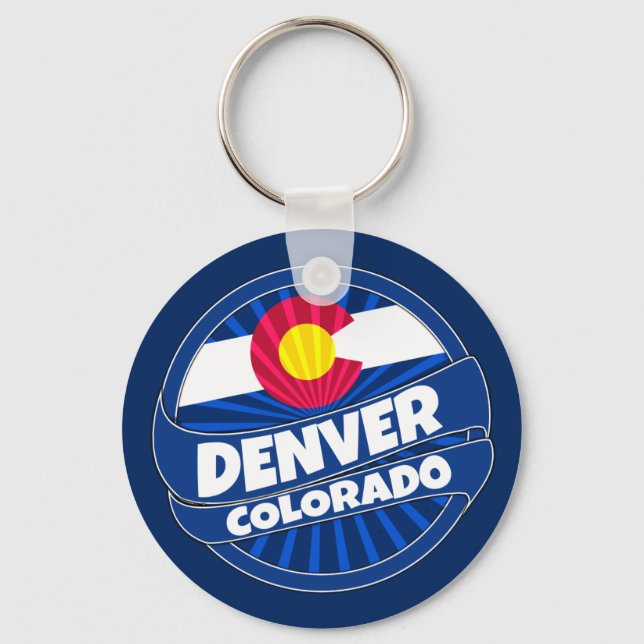 Porte-clés Le drapeau de Denver Colorado a éclaté porte - clé (Recto)