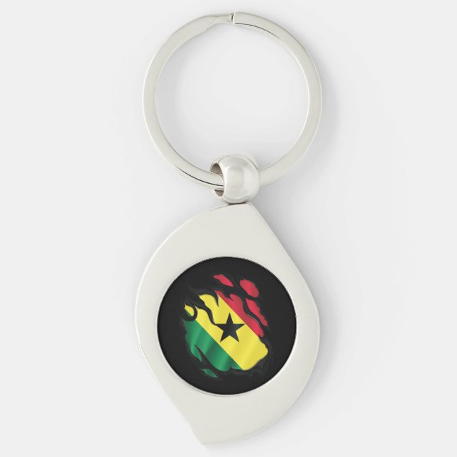 Porte-clés Le drapeau du Ghana arraché (Devant)