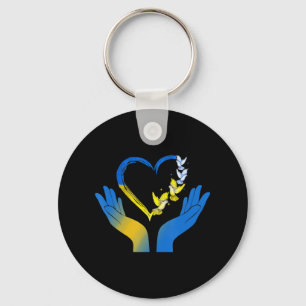 Porte-clés Le Drapeau Ukrainien Dove Ukraine Coeur Mains