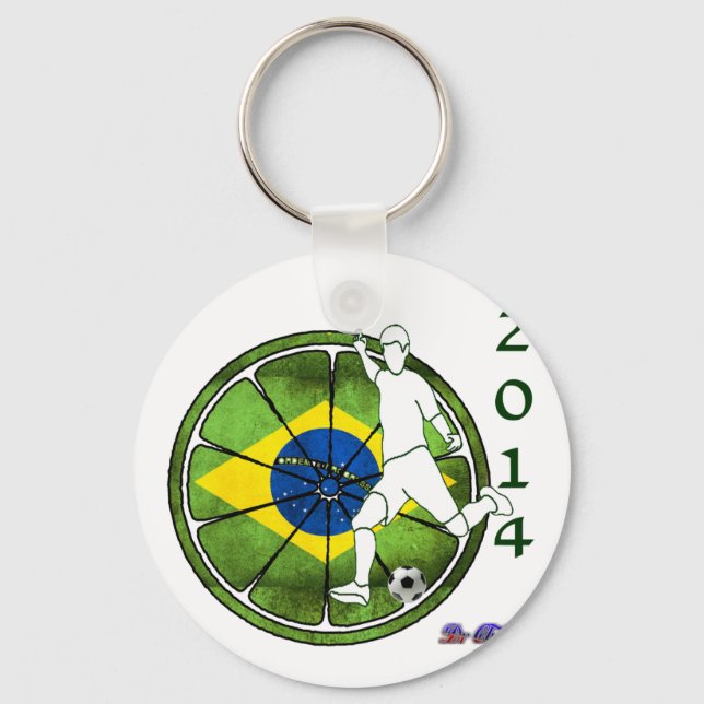 PORTE-CLÉS LE FOOTBALL BRASIL 2014 DONNE PERSONNALISABLE (Recto)