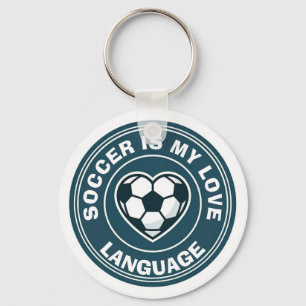 Porte-clés Le football est mon langage de l'amour; Cœur de fo