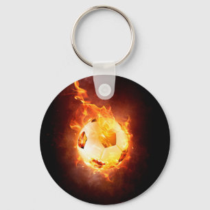 Porte-clés Le football, le football, boule sous le feu