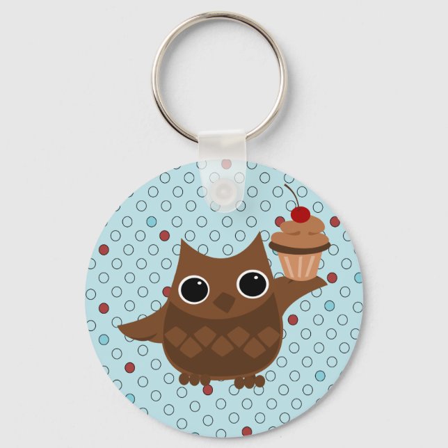 Porte-clés Le hibou et le cupcake (Recto)
