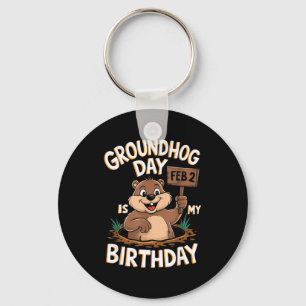 Porte-clés Le jour de la marmotte est mon anniversaire 2 févr