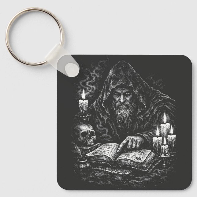 Porte-clés Le Magicien Étudiant le Grimoire — par BurnsInHell (Recto)