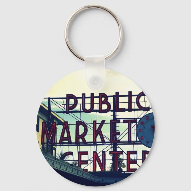 Porte-clés Le marché Pike Place de Seattle (Recto)