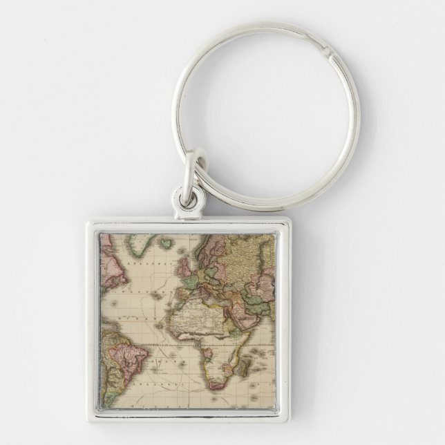 Porte-clés Le monde sur la projection de Mercator (Devant)