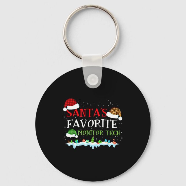 Porte-clés Le moniteur préféré de Santa Tech Fun Noël  (Recto)