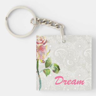 Porte-clés Le motif floral fleuri avec l'aquarelle rose s'est