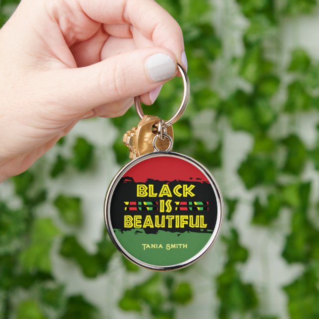 Porte-clés Le noir est de beaux cadeaux, Nom personnalisé Per (Main)