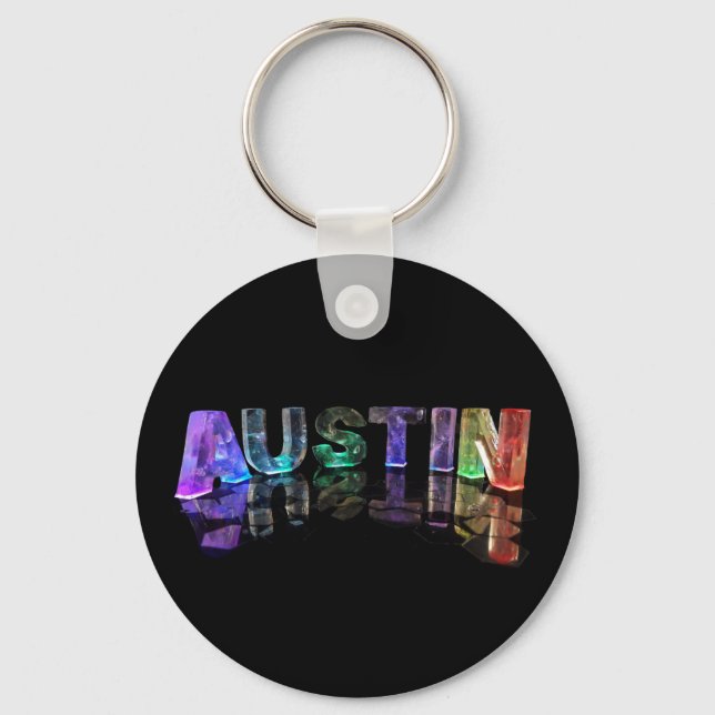 Porte-clés Le nom Austin en lumières 3D (Recto)