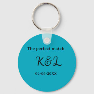 Porte-clés Le nom du couple parfait lettre date bleu sim