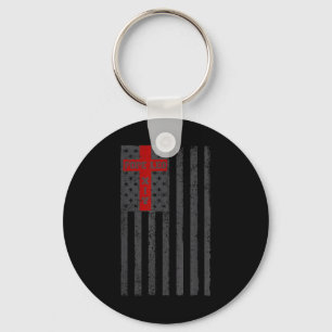 Porte-clés Le pape de la Croix du drapeau américain Leo Xiv -