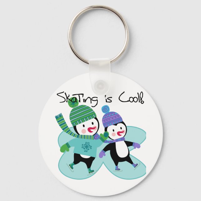 Porte-clés Le patinage de pingouins est frais (Recto)
