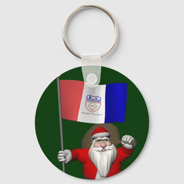 Porte-clés Le Père Noël Avec L'Ensigne De Cleveland (Recto)