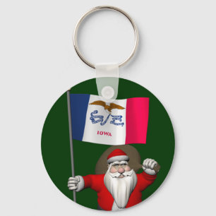 Porte-clés Le Père Noël Avec L'Ensigne De L'Iowa