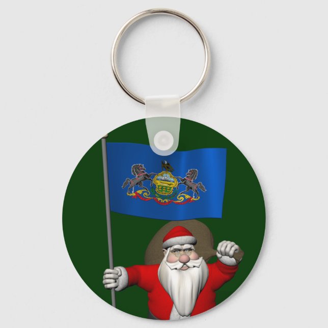 Porte-clés Le Père Noël Avec L'Ensigne De Pennsylvanie (Recto)