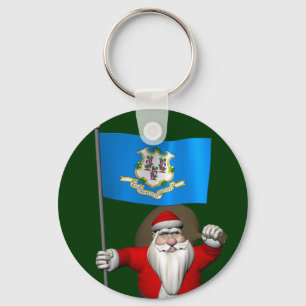 Porte-clés Le Père Noël Avec L'Ensigne Du Connecticut