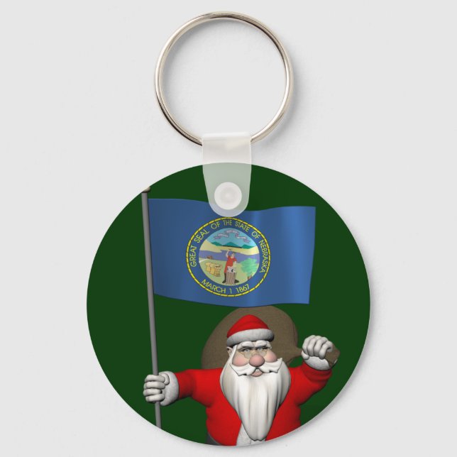 Porte-clés Le Père Noël Avec L'Ensigne Du Nebraska (Recto)
