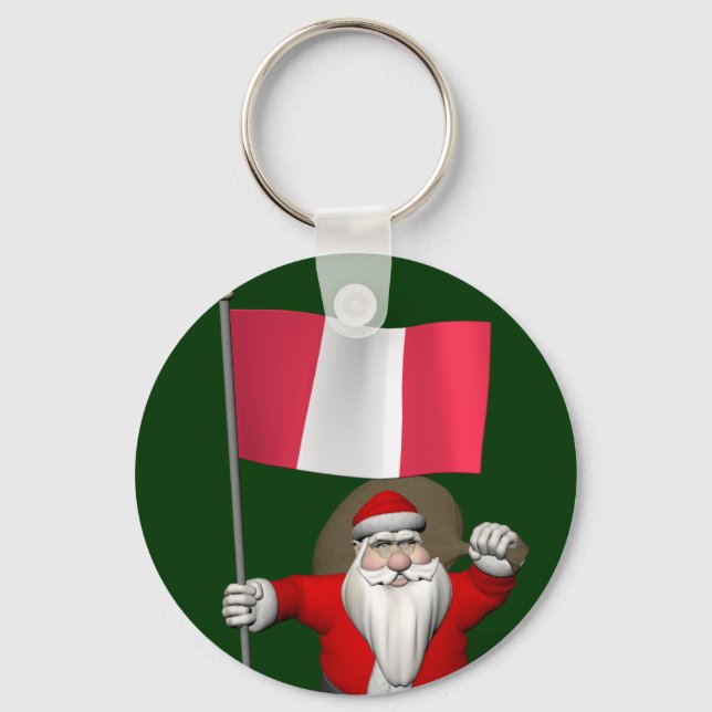 Porte-clés Le Père Noël Avec L'Ensigne Du Pérou (Recto)