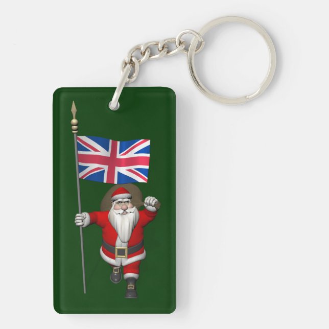 Porte-clés Le Père Noël Festif Avec Drapeau Du Royaume-Uni (Dos)