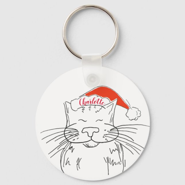 Porte-clés Le Père Noël tabby cadeau de chat (Recto)