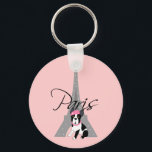 Porte-clés Le petit chien à Paris<br><div class="desc">Tour Whimsical Boston Terrier Eiffel</div>