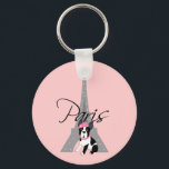 Porte-clés Le petit chien à Paris<br><div class="desc">Tour Whimsical Boston Terrier Eiffel</div>