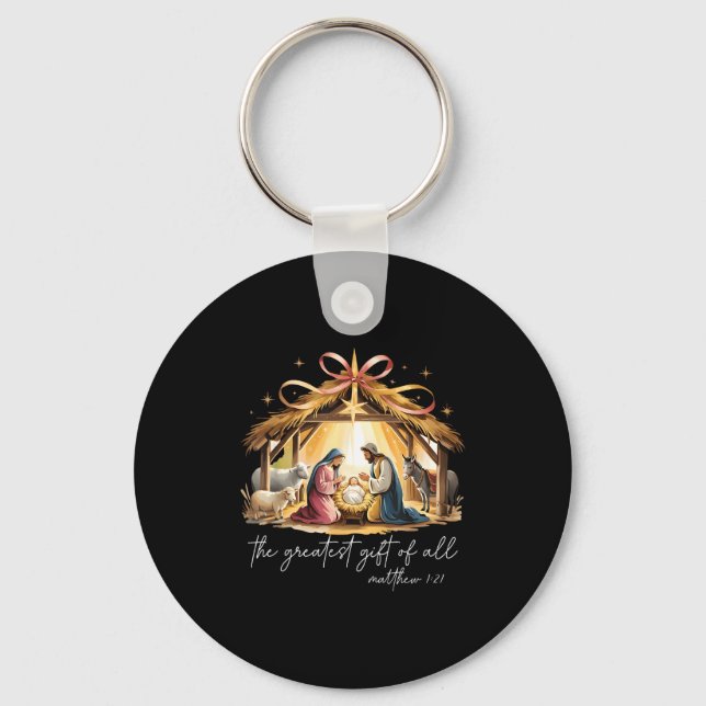 Porte-clés Le plus beau cadeau de Noël Jésus Christianisme (Recto)