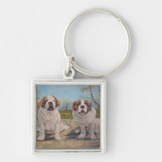 Porte-clés Le porte - clé Ann Hayes Peint Deux St Bernards