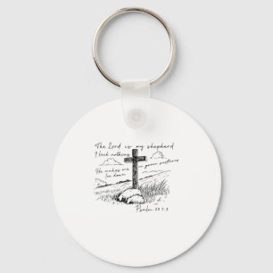Porte-clés Le Seigneur Est Mon Berger Psaume 23 Croix Prairie
