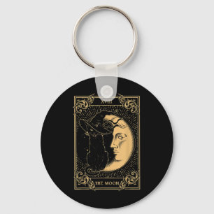 Porte-clés Le Tarot Lune Xvii Inspiré Chat Noir sorcier Casqu