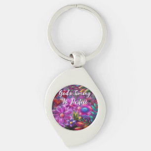 Porte-clés Le Timing de Dieu est Parfait Floral Personnalisé