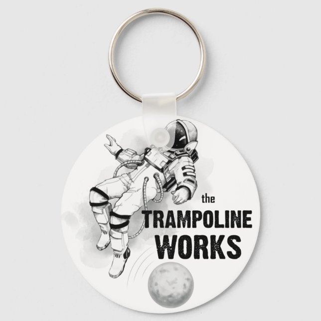 Porte-clés Le Trampoline travaille l'astronaute noir et blanc (Recto)
