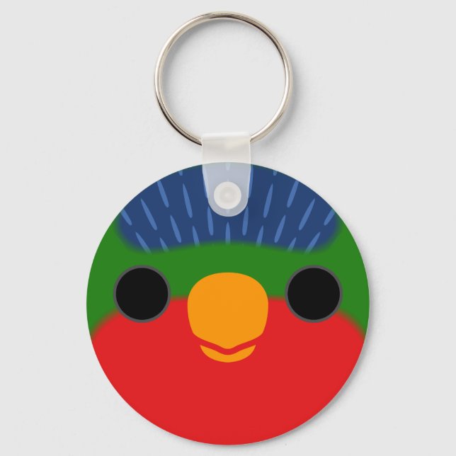 Porte-clés Le visage d'une loriette couronnée bleue (Recto)