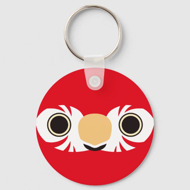Porte-clés Le visage d'une macaw rouge et verte (Recto)